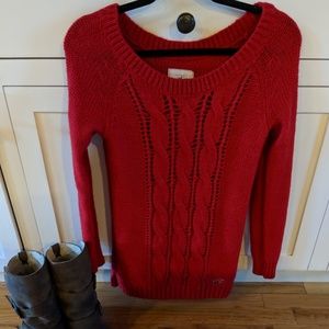 Hollister Red cable knit sweater